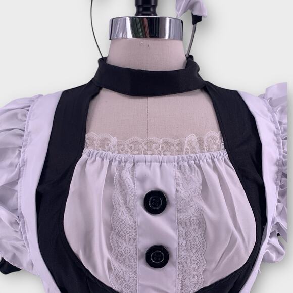 Anime French Maid Apron Lolita Cosplay Costume Furry Cat Ear Gloves Bow Socks L - Picture 2 of 10